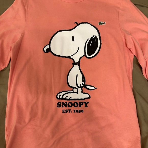 Lacoste x Peanuts snoopy long sleeve t-shirt in pink US Medium - Picture 5 of 5